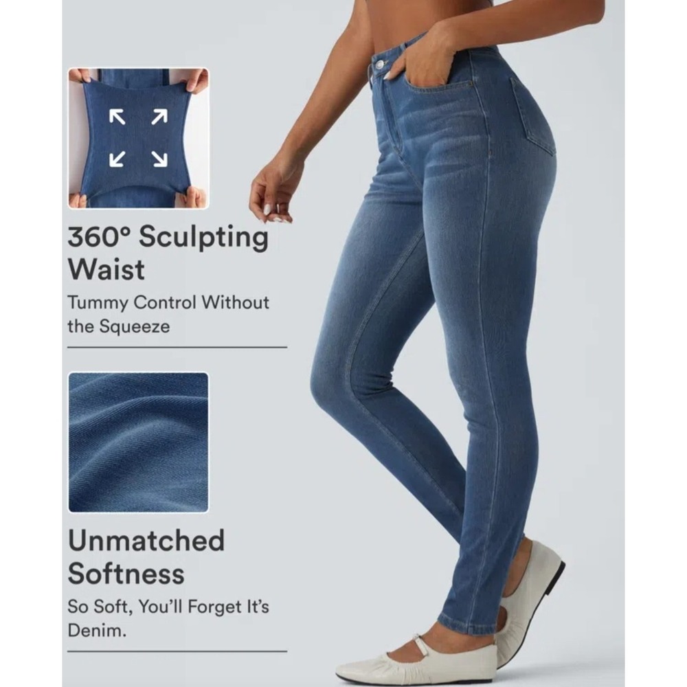 NWT Halara Flex High Waisted Casual Skinny Jeans with Pockets Small Regular